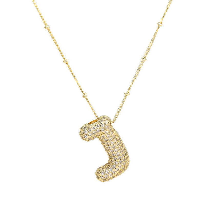 ALIX JEWELED CZ BUBBLE LETTER INITIAL NECKLACE (Letters A-Z available)