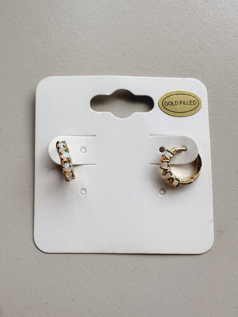Opal One Touch Gold Hoop Huggies
