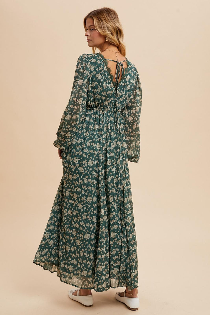 FLORAL LACE MAXI DRESS (Eucalpytus)