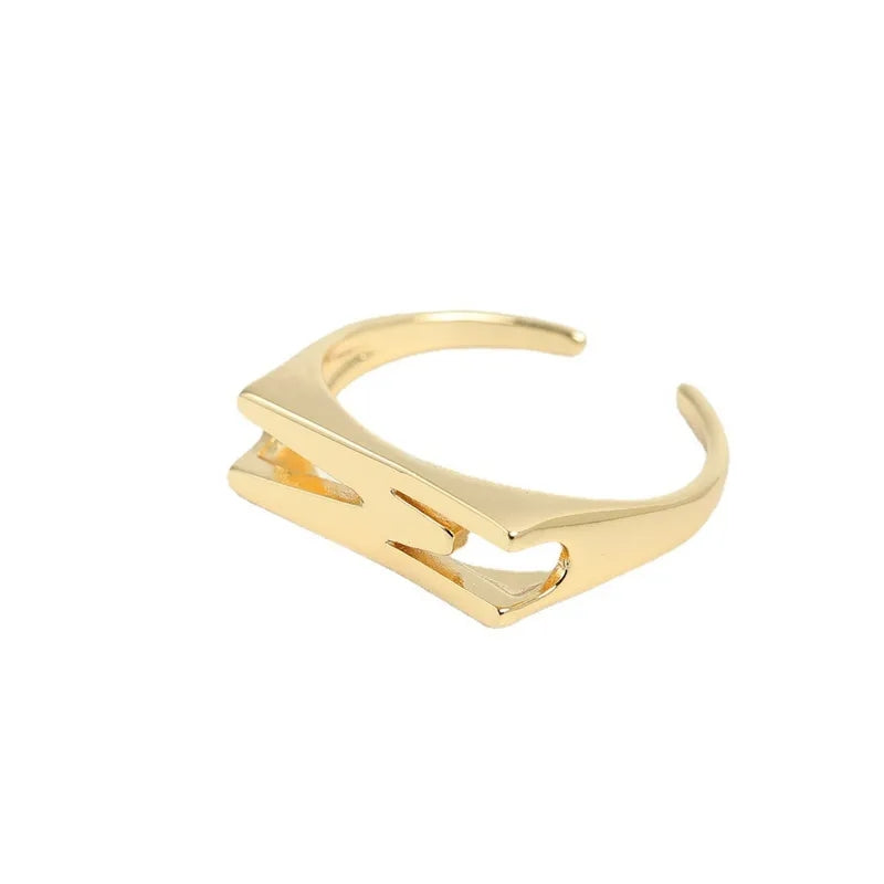 Initial Letter Gold Ring, Statement Ring, Letter Ring