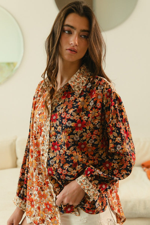 WOVEN FLORAL MIX AND MATCH SHIRT TOP (S-XL)