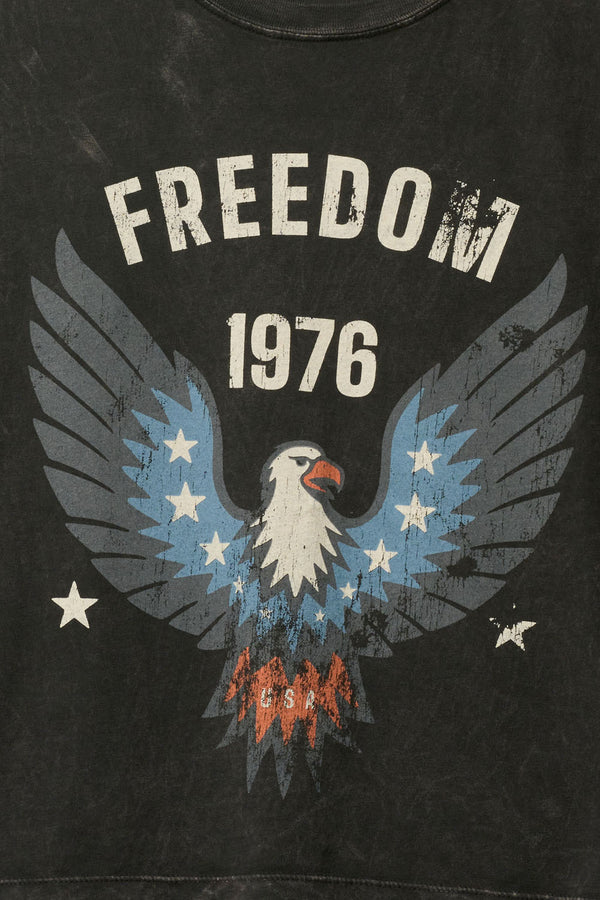 Freedom 1976 Sleeveless Vintage-Wash Graphic Tee