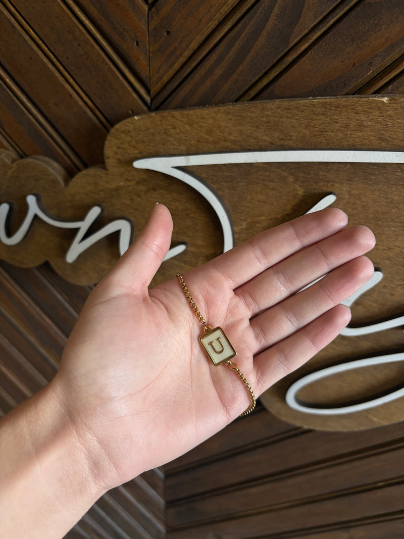 U Initial Gold Bracelet