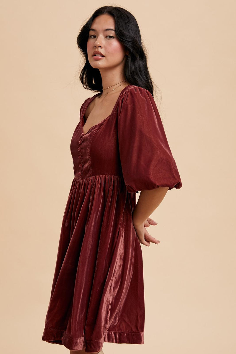 SWEETHEART VELVET MINI DRESS