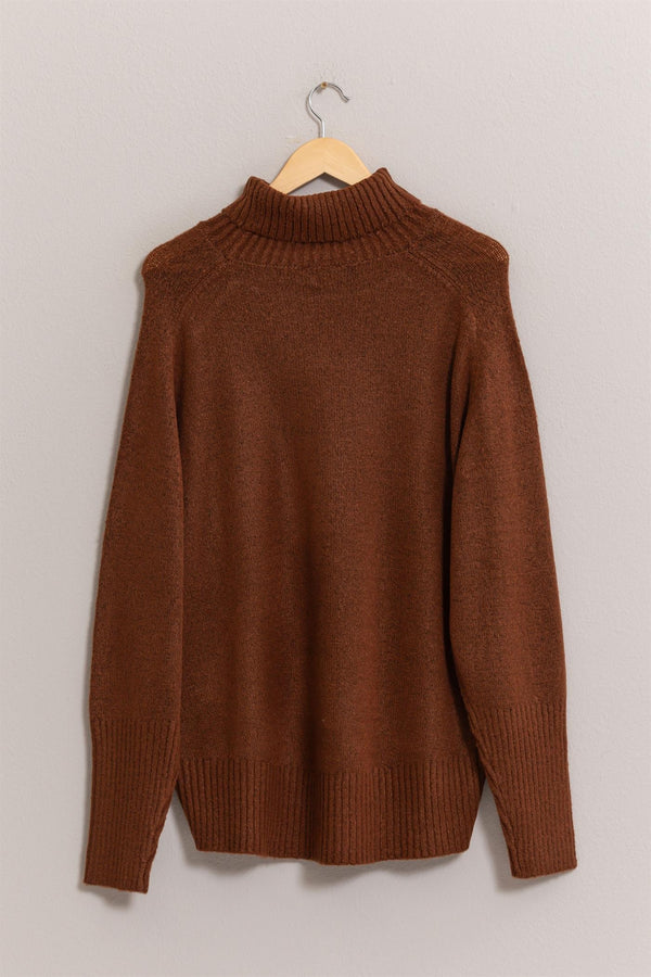 Turtleneck Long Sleeve Sweater (Chestnut)