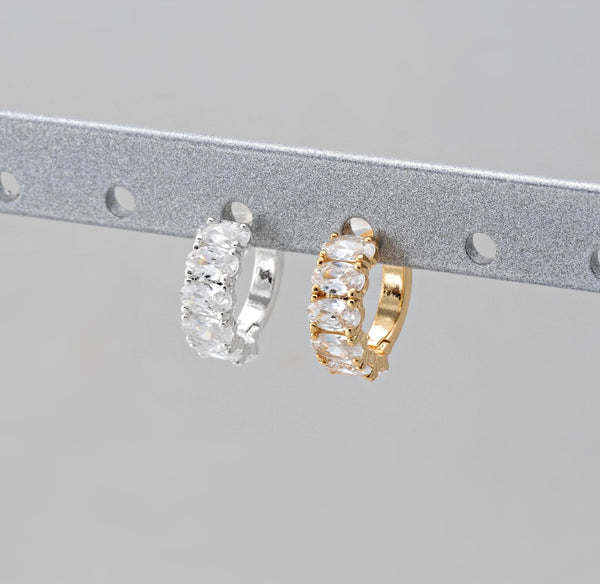 Square CZ Earrings - Silver Plated