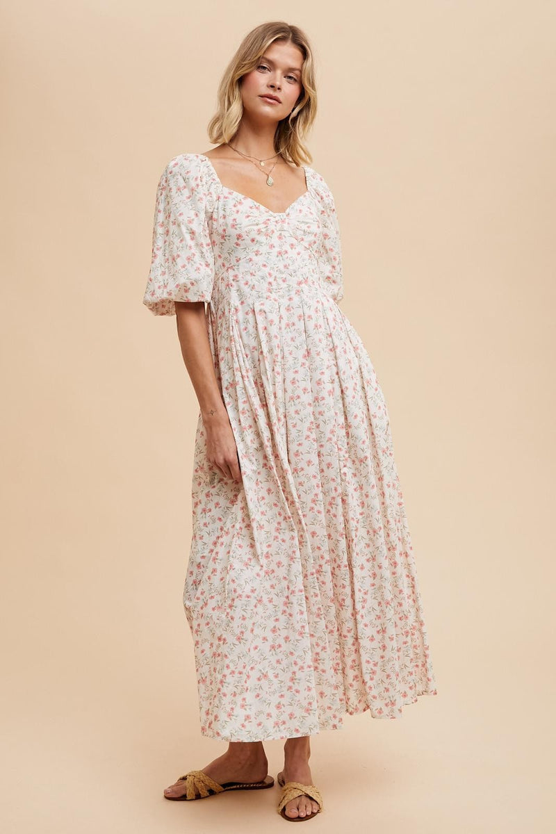 FLORAL COTTON MAXI DRESS in English Rose- Final Sale