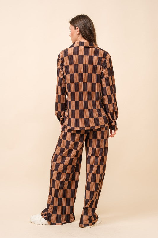 Plisse Checker Print Pant (Bottoms Only)