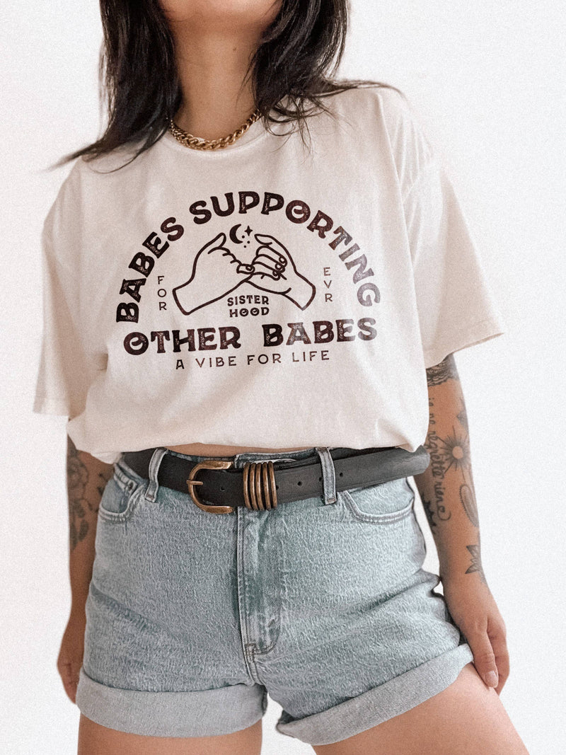 Babes Support Babes Feminist Womens Graphic Tee - Ivory (S-XL)