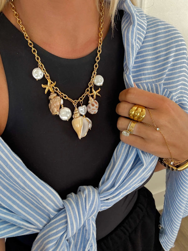 SHELL CHARM NECKLACE (WATER RESISTANT!!) - CHANSUTTPEARLS