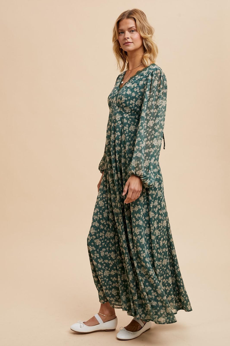 FLORAL LACE MAXI DRESS (Eucalpytus)