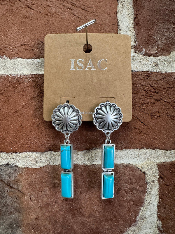Bar Turquoise Dangle Post Earrings