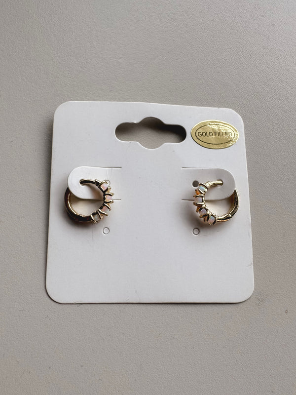 Opal One Touch Gold Hoop Huggies