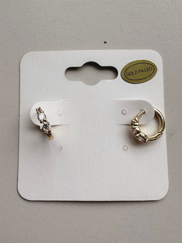 Cz One Touch Gold Hoop Huggies
