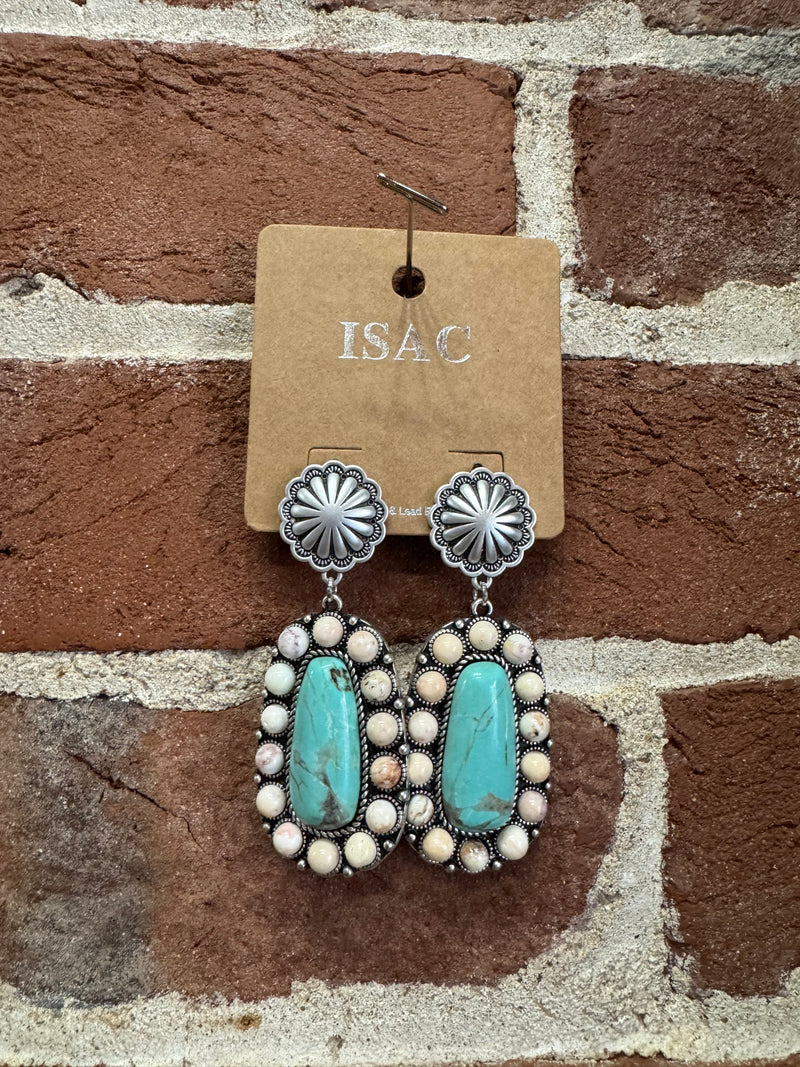 White and Turquoise Silver Post Earrings