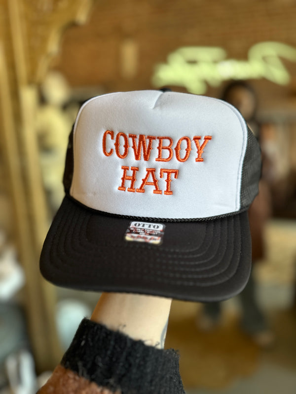 Cowboy Embroidery Trucker Hat Cap in black/white