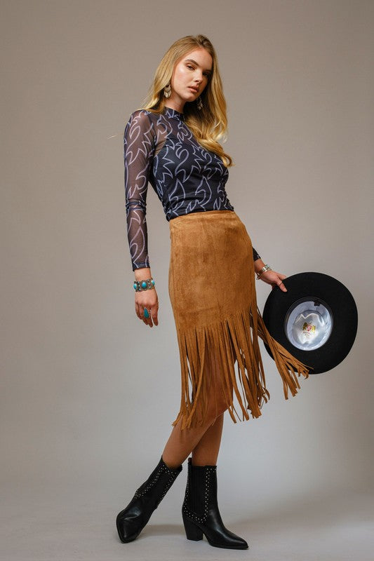 Boot Stitch Mock Neck Layering Long Sleeve Top - Black