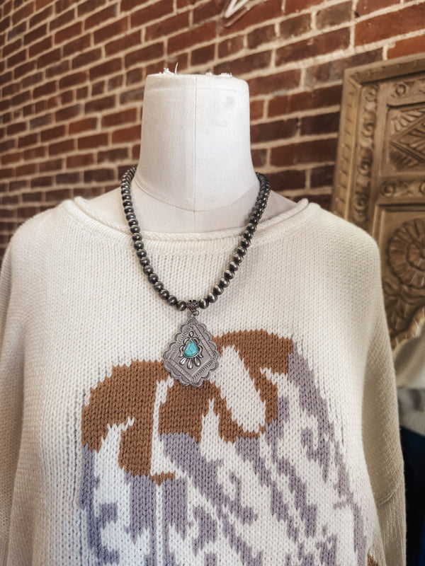 Navajo Bead Concho Turquoise Necklace