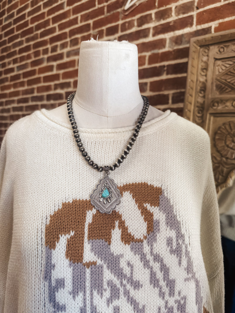 Navajo Bead Concho Turquoise Necklace