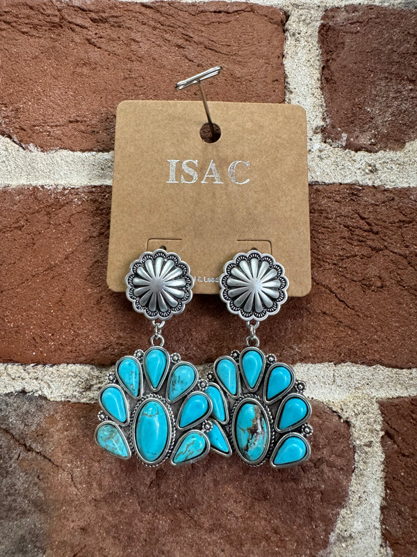 Multi-Stone Turquoise Dangle Silver Post Earrings