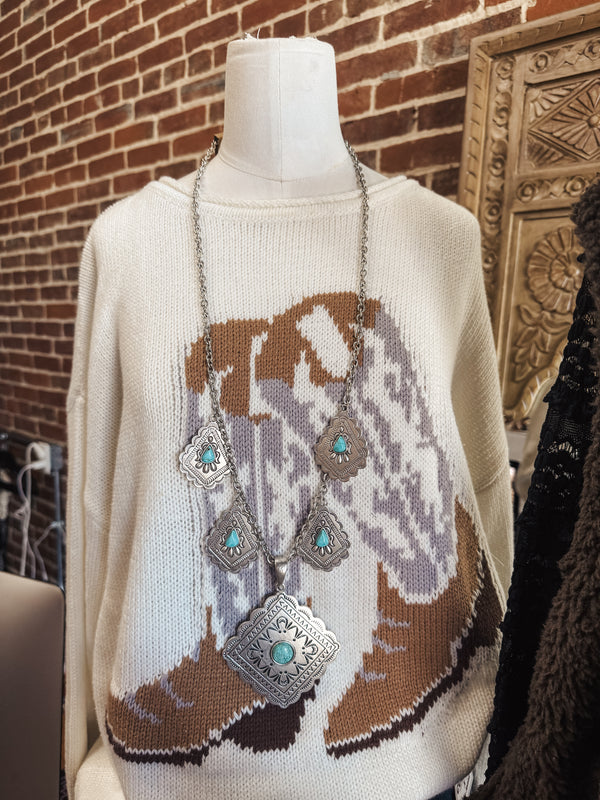 Handmade Concho Turquoise Necklace