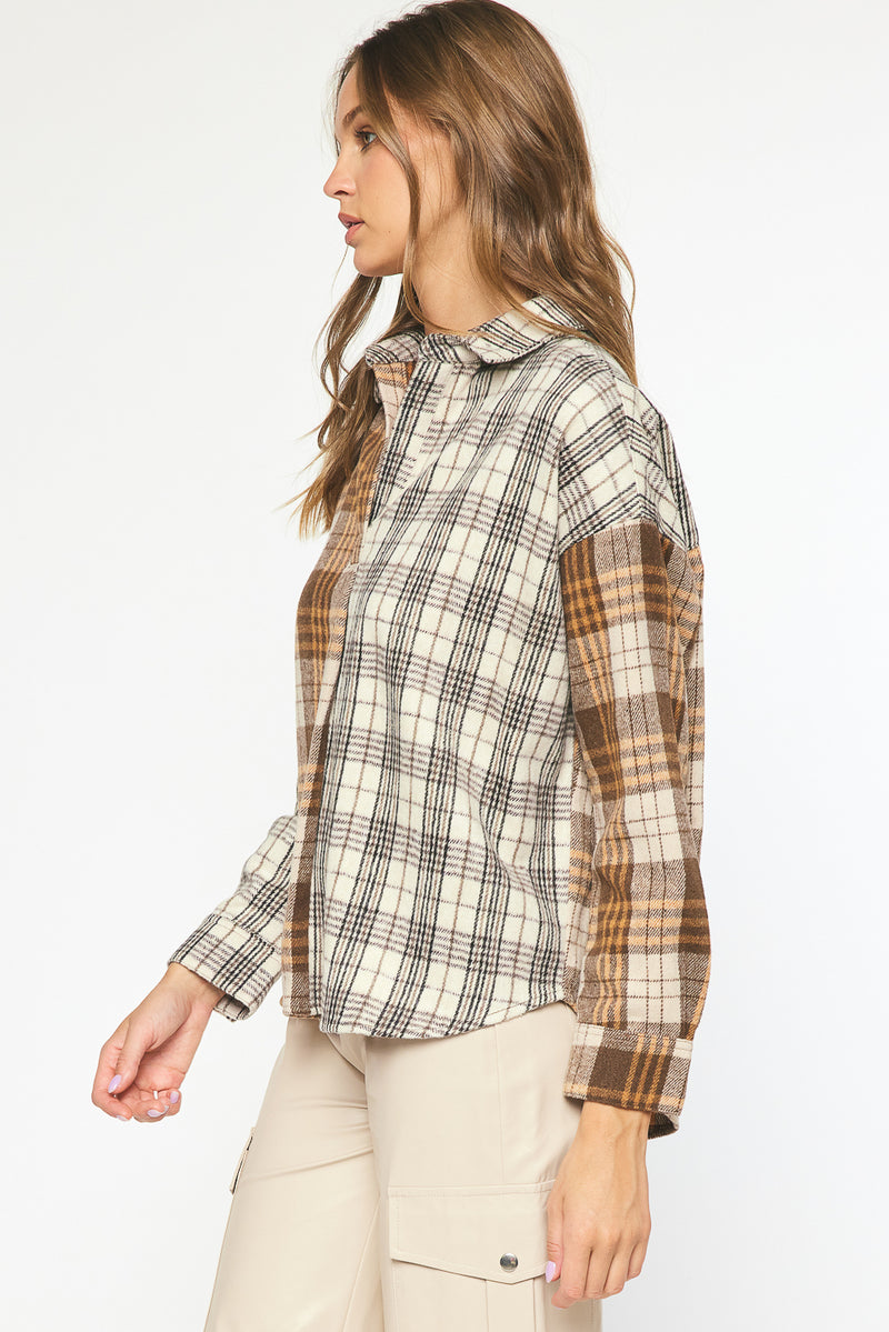 Mixed Plaid Pull Over Flannel