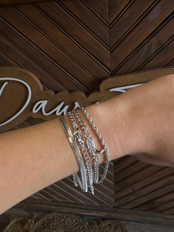 Silver Western Bracelets Set of 4