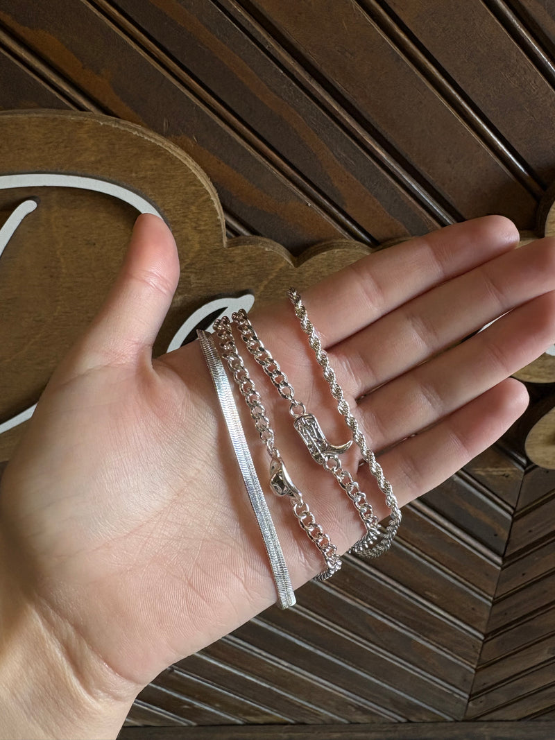 Silver Western Bracelets Set of 4