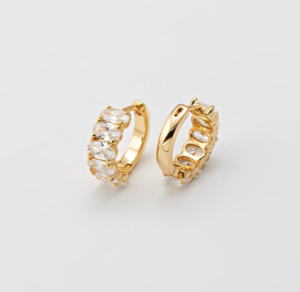 Square CZ Earrings - Gold Plated