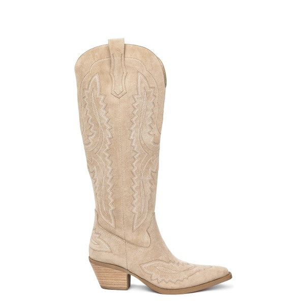 Samara Stitch Western Tall Boots in Beige