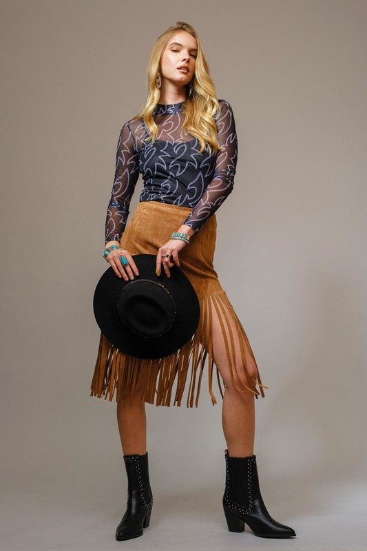 Boot Stitch Mock Neck Layering Long Sleeve Top - Black