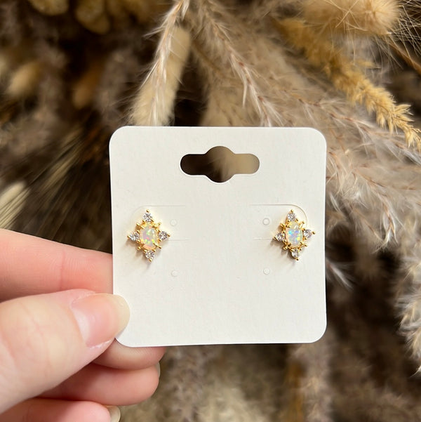 Star opal stud earrings