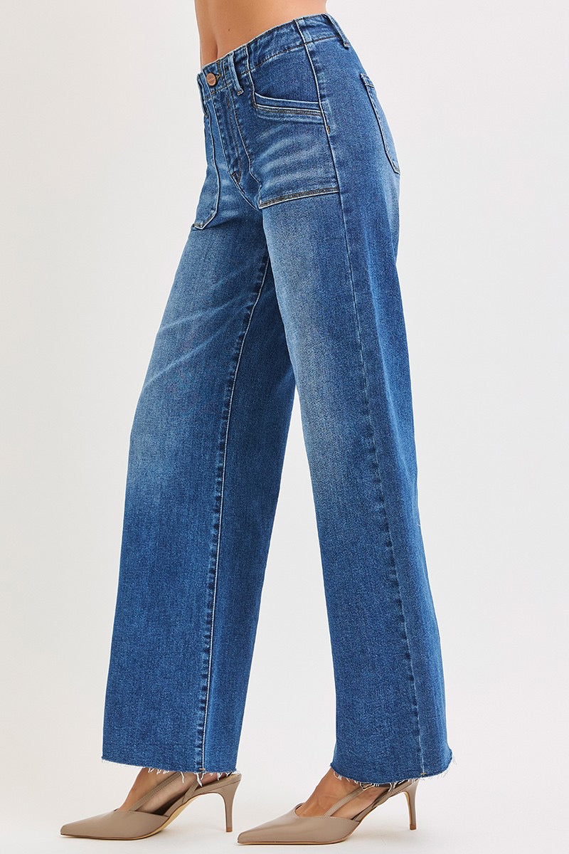 Slouchy Wide Leg with Front Patch Pocket Detail - Risen Brand Jeans