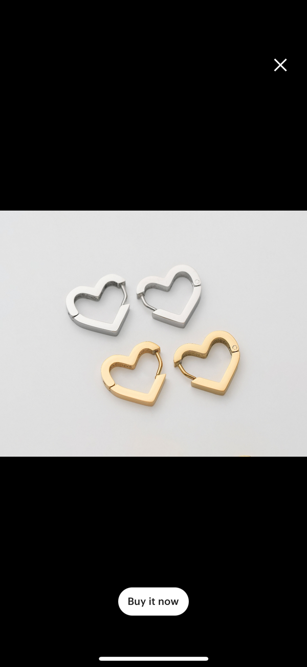 Heart Huggie Hoop Stainless Steel Earrings - Gold Plated