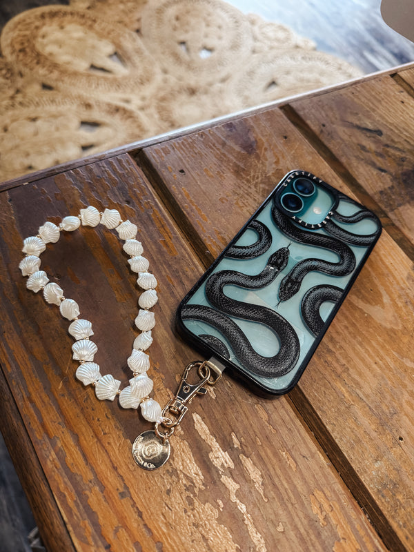 Sea Shell and Gold Bead Phone Wristlet