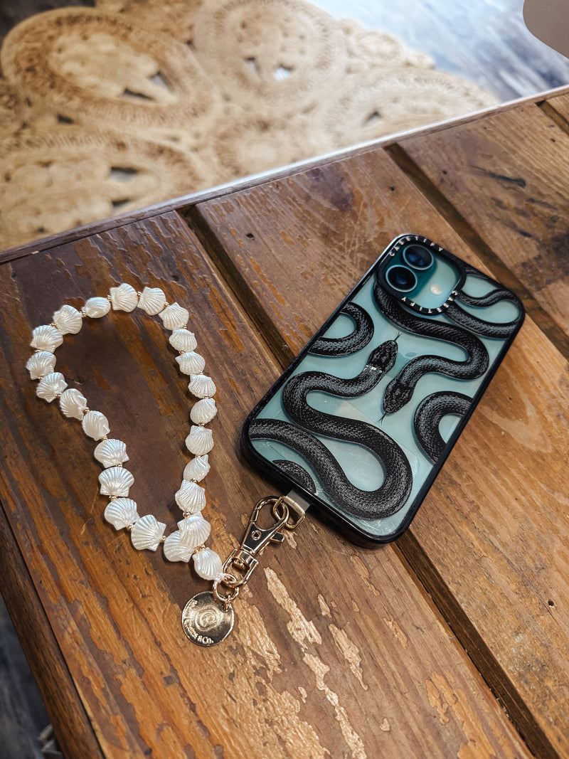 Sea Shell and Gold Bead Phone Wristlet