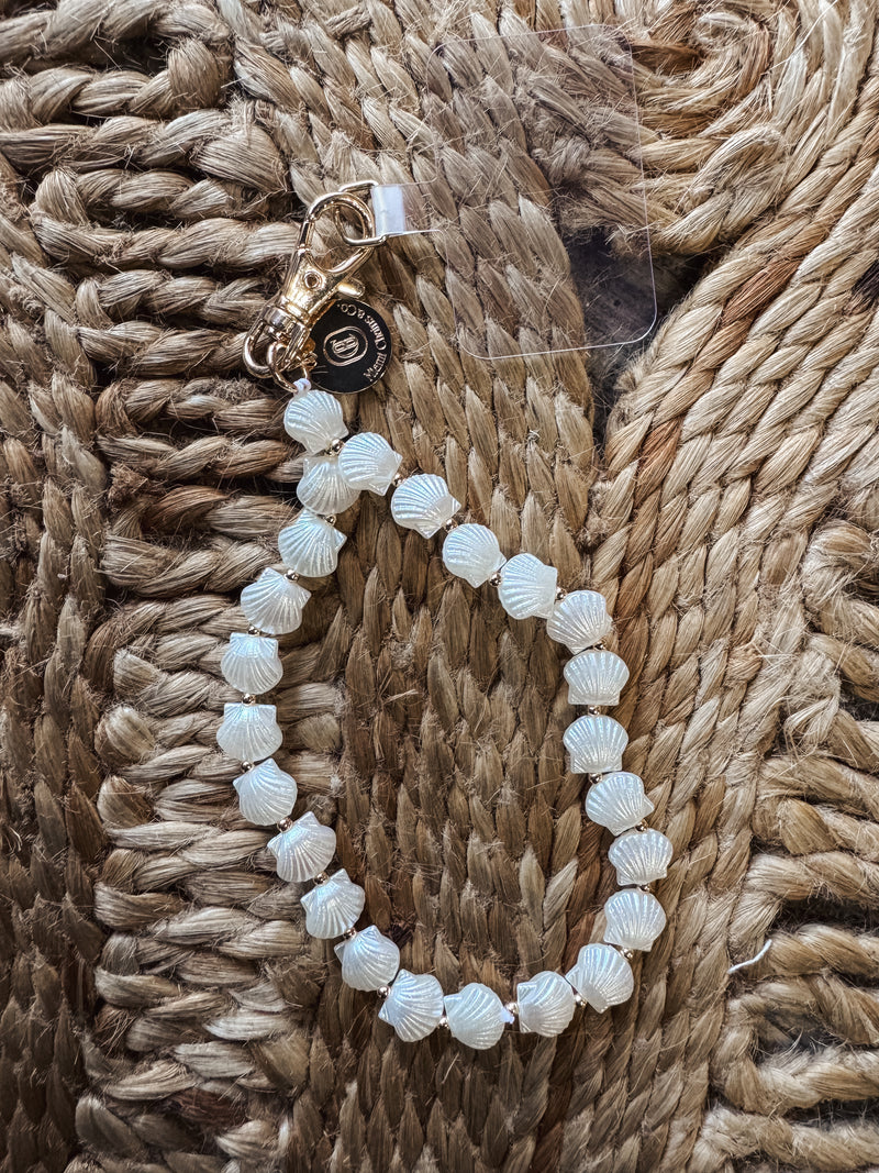 Sea Shell and Gold Bead Phone Wristlet