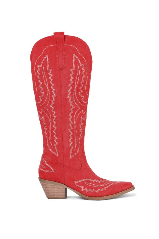 Samara Stitch Western Tall Boots in Red