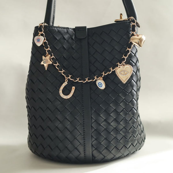 Charm & Chance Black Bag Charm - Gold Plated