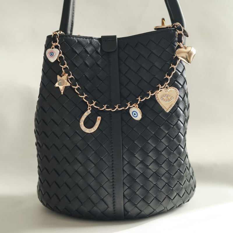 Charm & Chance Black Bag Charm - Gold Plated