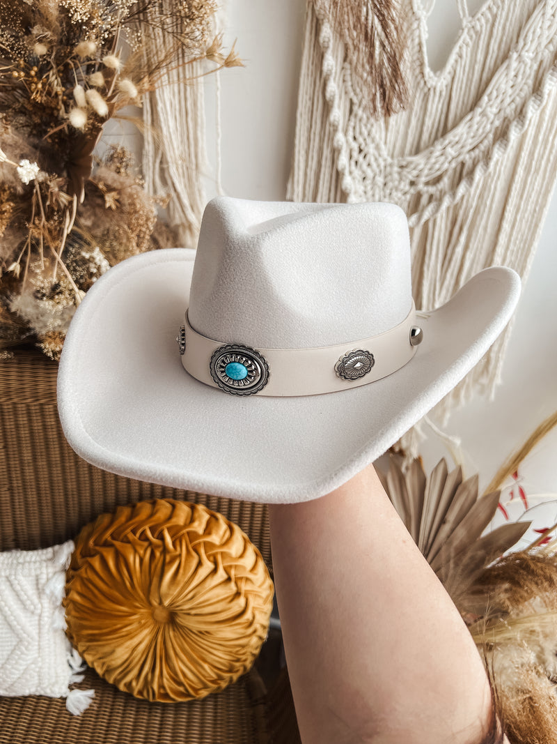 Turquoise Faux Leather Band Hat