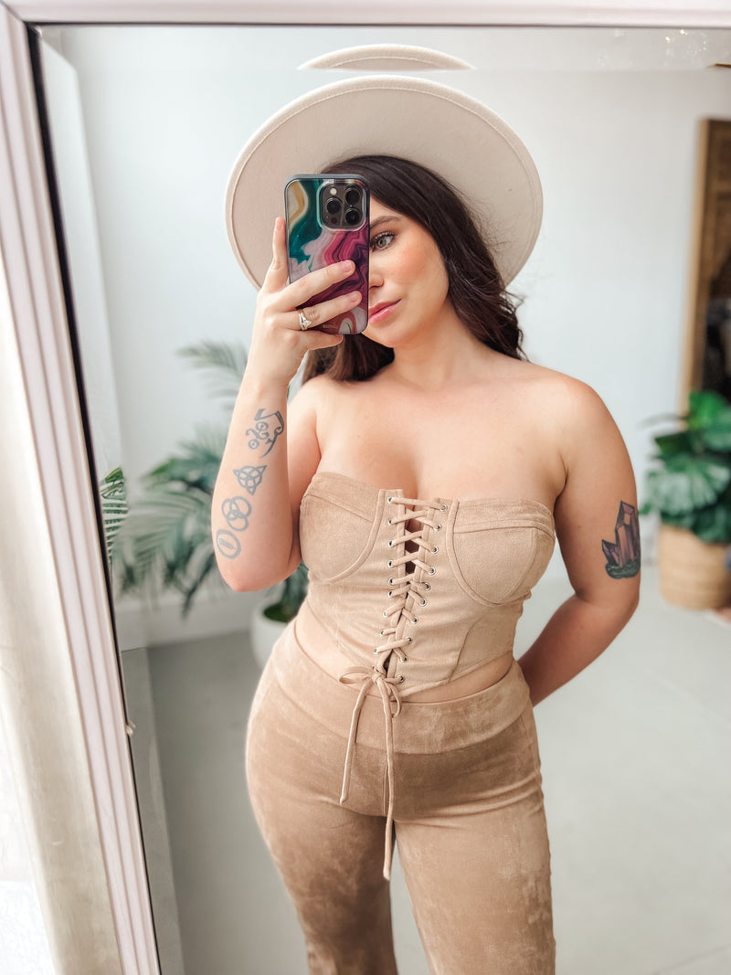 Long Live Cowgirls Suede Corset Crop Top
