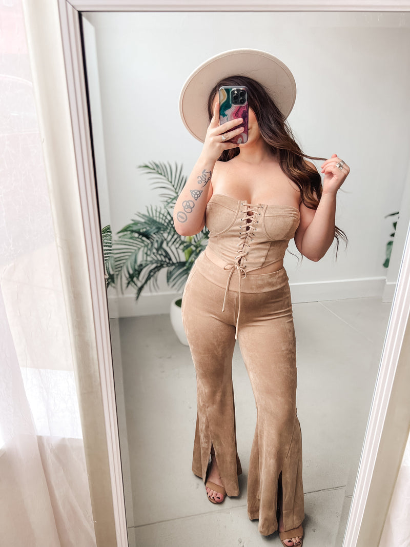 Long Live Cowgirls Suede Corset Crop Top - Final Sale