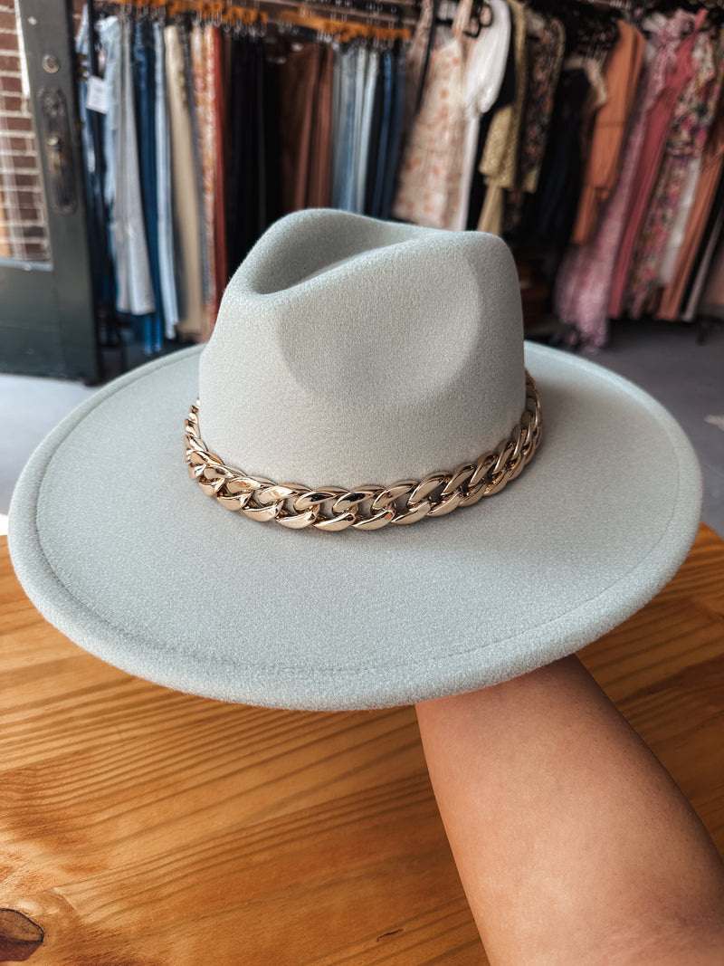 Mint Chain Link Strap Western Fashion Hat
