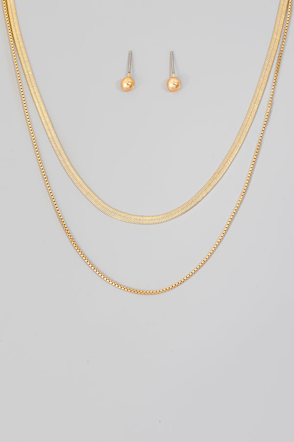 Double chain earring set in Gold