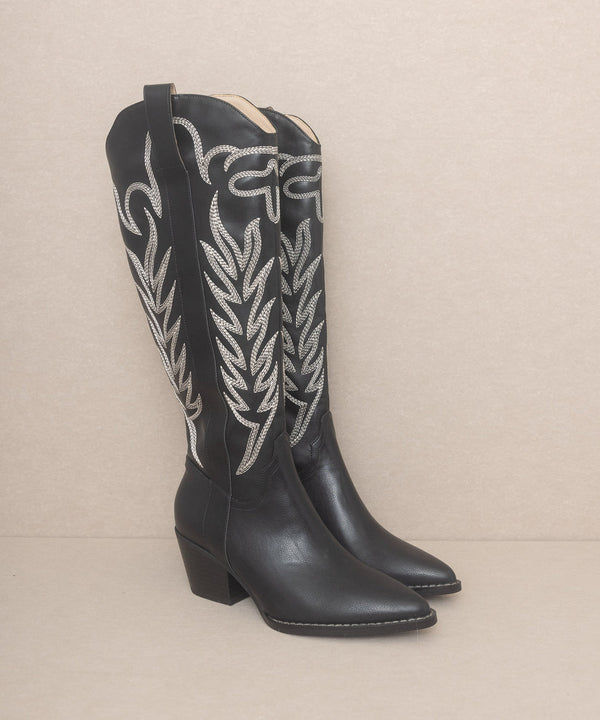 The Samara Midnight | Embroidered Tall Boot - OASIS SOCIETY