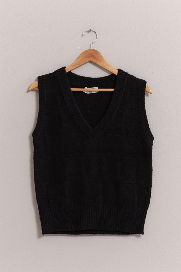 Basketweave Sweater Vest (Black)