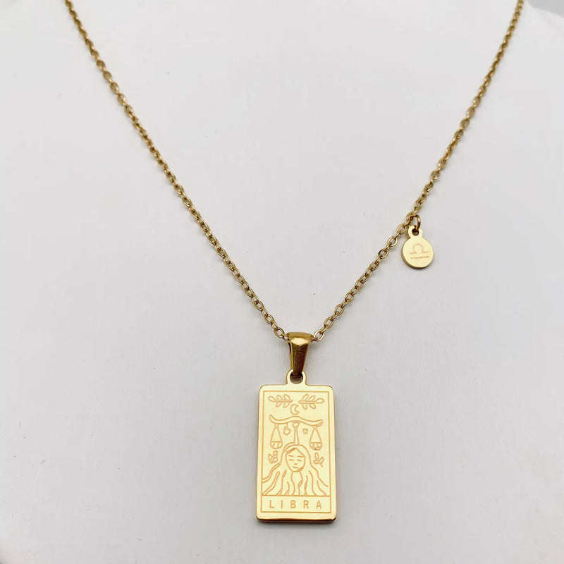 Zodiac & Constellation Golden Stainless Steel Pendant Necklaces