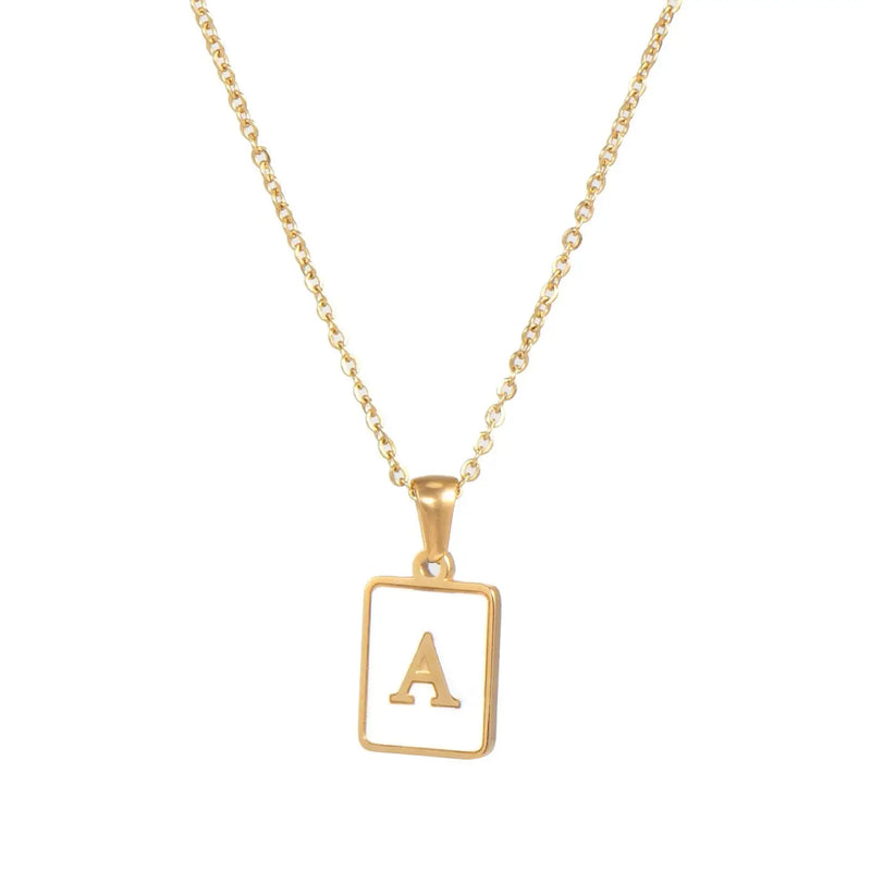 A-Z Letter Square 18K Gold-plated Stainless Steel Necklace