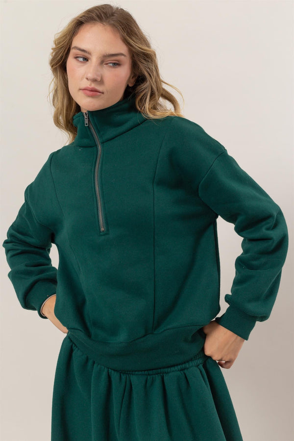 Half Zip Sweatshirt (Dark Green)